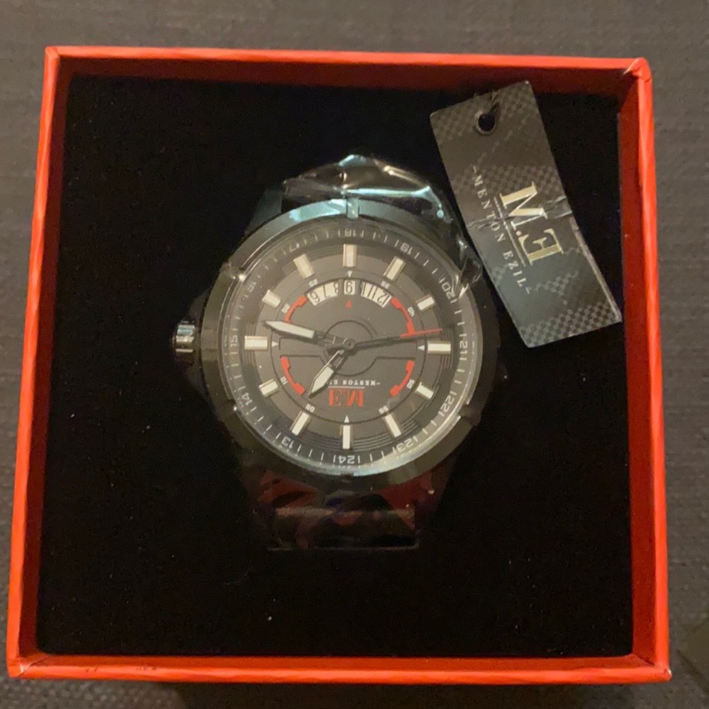 Menton Ezil Sports Watch with Genuine Leather Strap  NWT